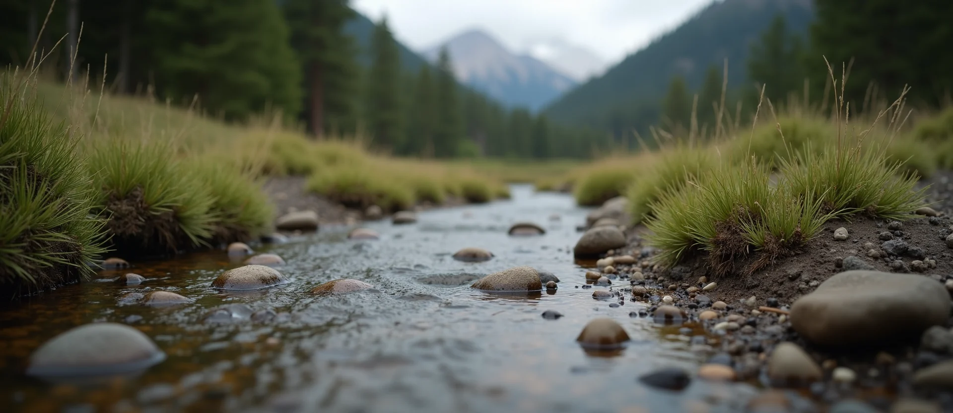 Symbolizing Flow/Cleansing: A local Ponderosa Pine babbling mountain creek. - AI Generated