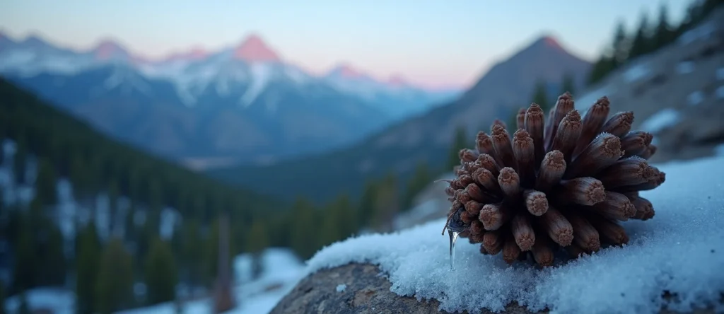 Symbolizing Seed/New Beginning: A local Mountain Mahogany opening pine cone. - AI Generated