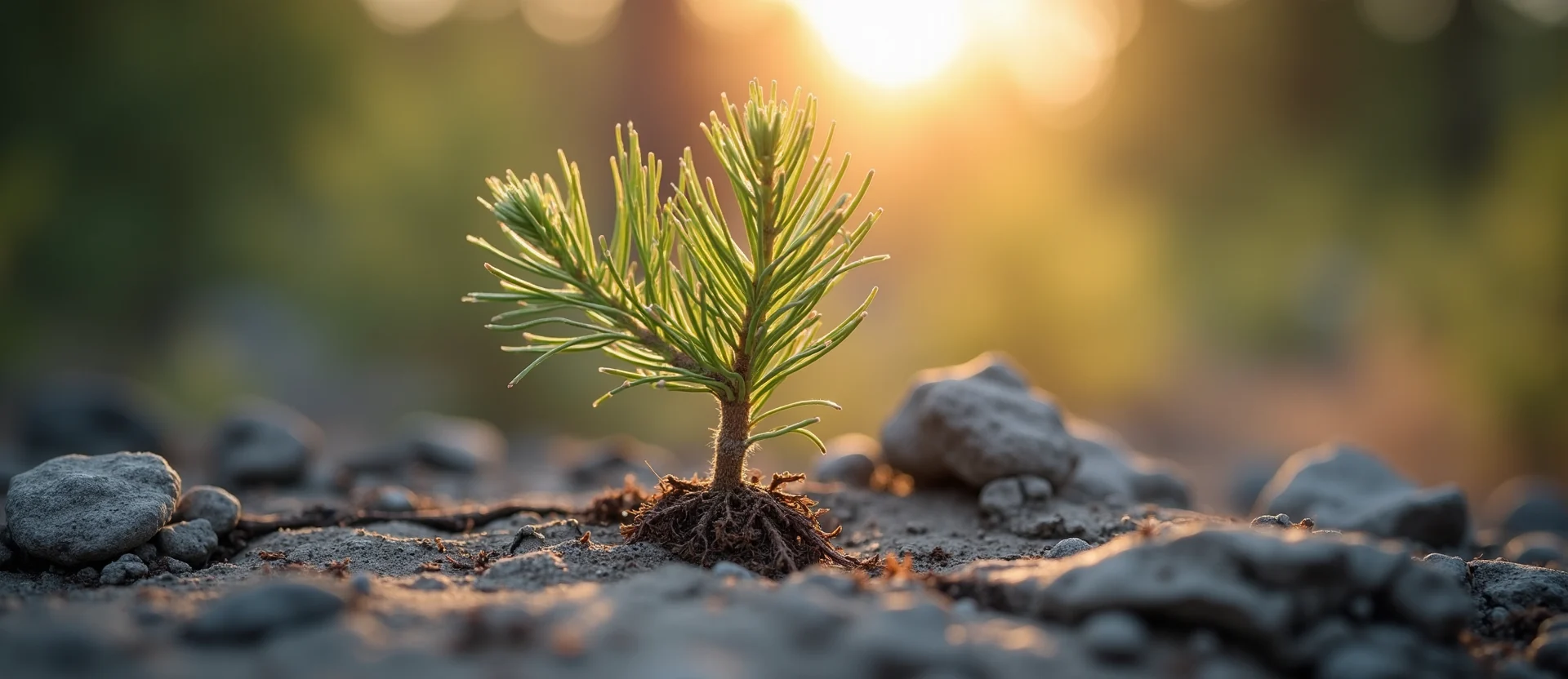 Symbolizing Seed/New Beginning: A local Rabbitbrush shoot emerging from cracked soil. - AI Generated