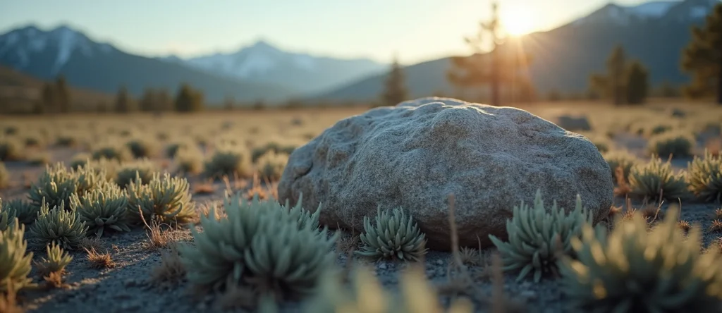Symbolizing Stability/Peak: A local Rabbitbrush unshakable boulder. - AI Generated