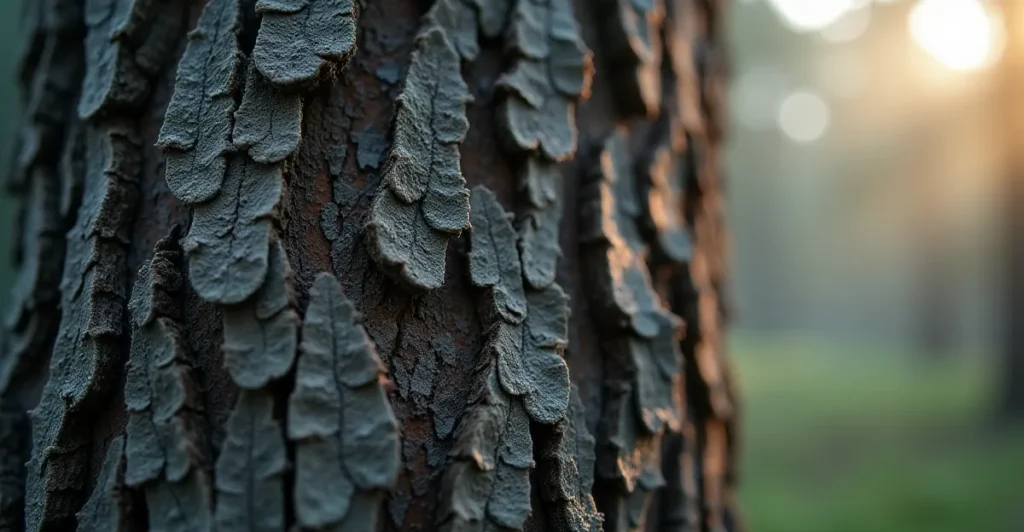 High-detail macro shot of Jeffrey Pine bark, symbolizing the natural armor of protection provided by a healthy socio-environmental framework.