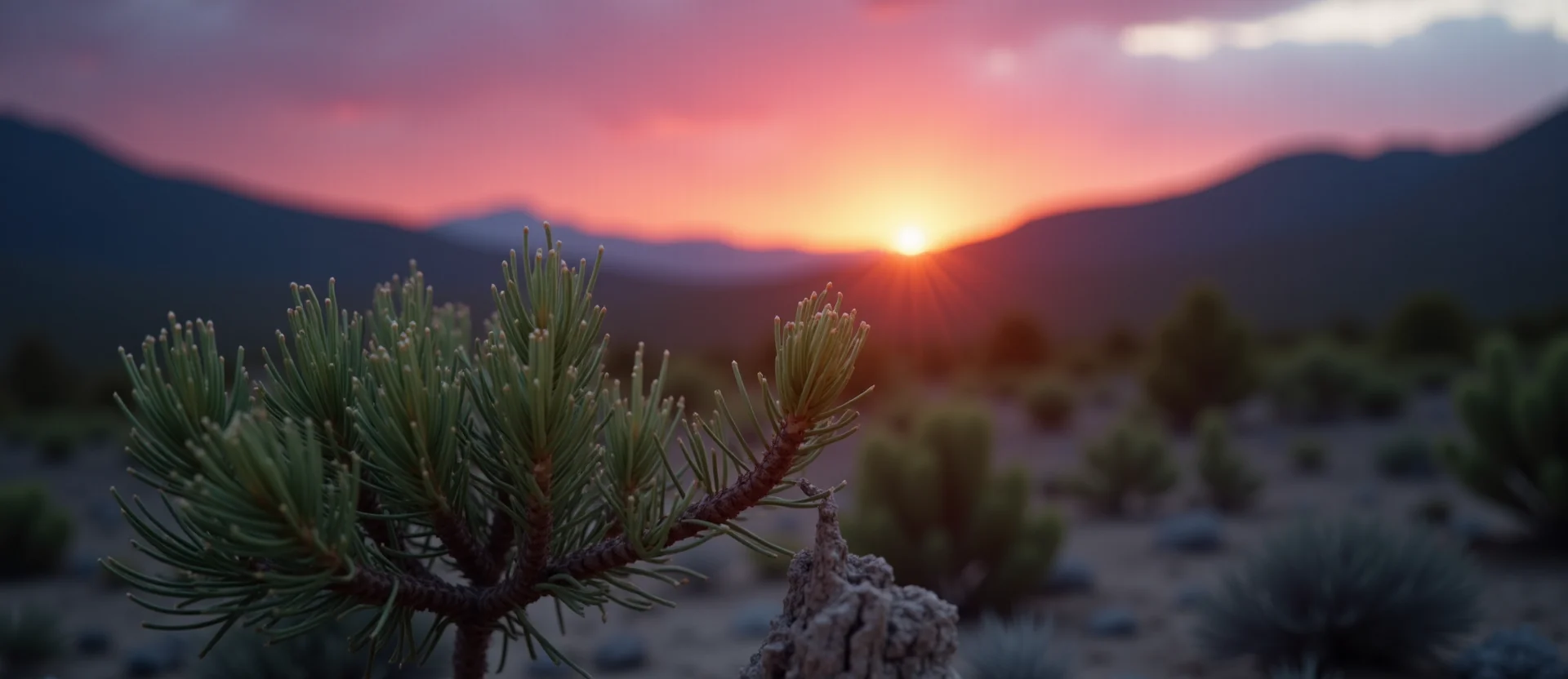 Symbolizing Seed/New Beginning: A local Sierra Juniper new green bud on a branch. - AI Generated