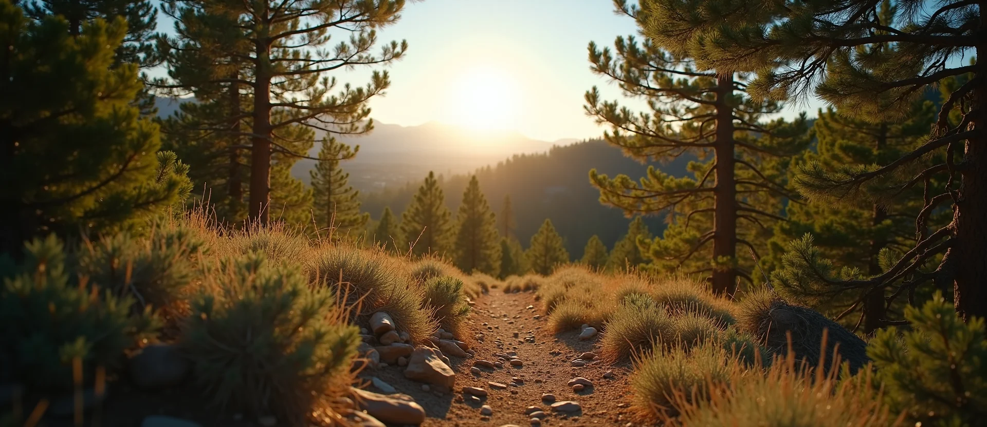 Symbolizing Stability/Peak: A local Quaking Aspen distant Sierra horizon. - AI Generated