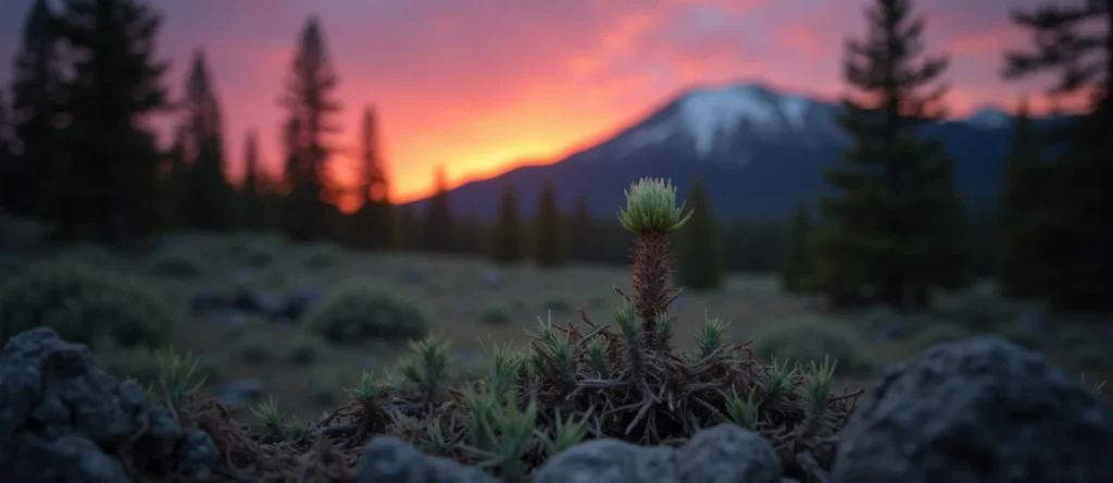 Symbolizing Seed/New Beginning: A local Ponderosa Pine new green bud on a branch. - AI Generated