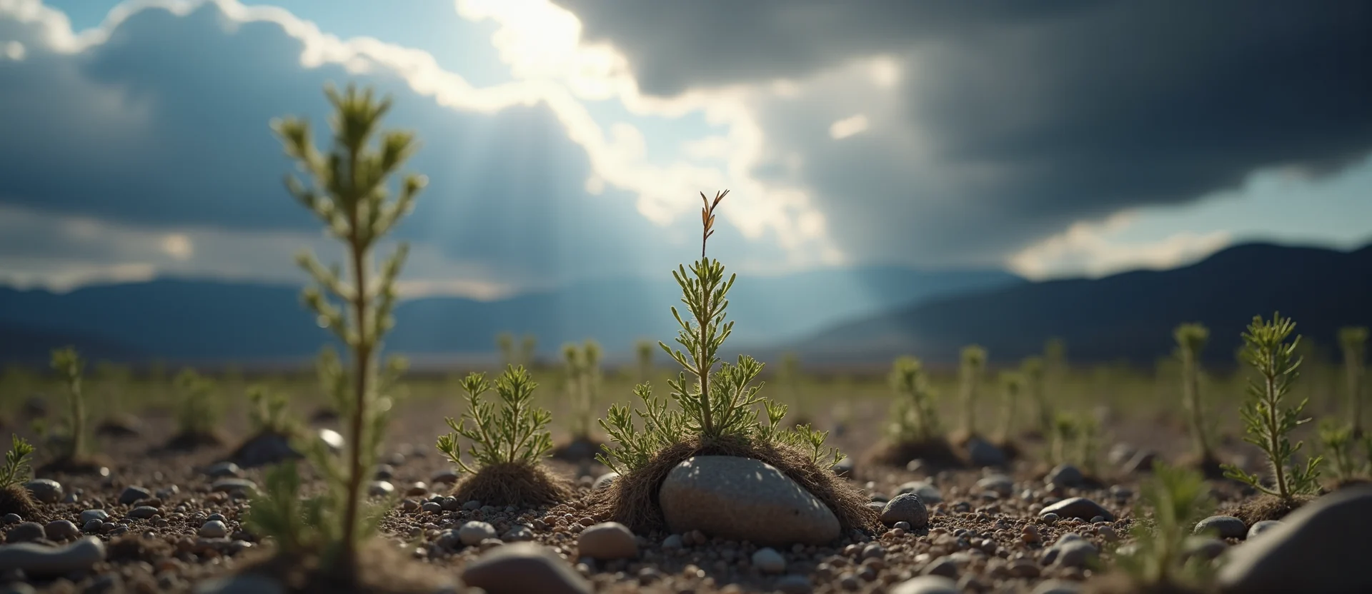 Symbolizing Seed/New Beginning: A local Quaking Aspen sprouting sagebrush seedling. - AI Generated