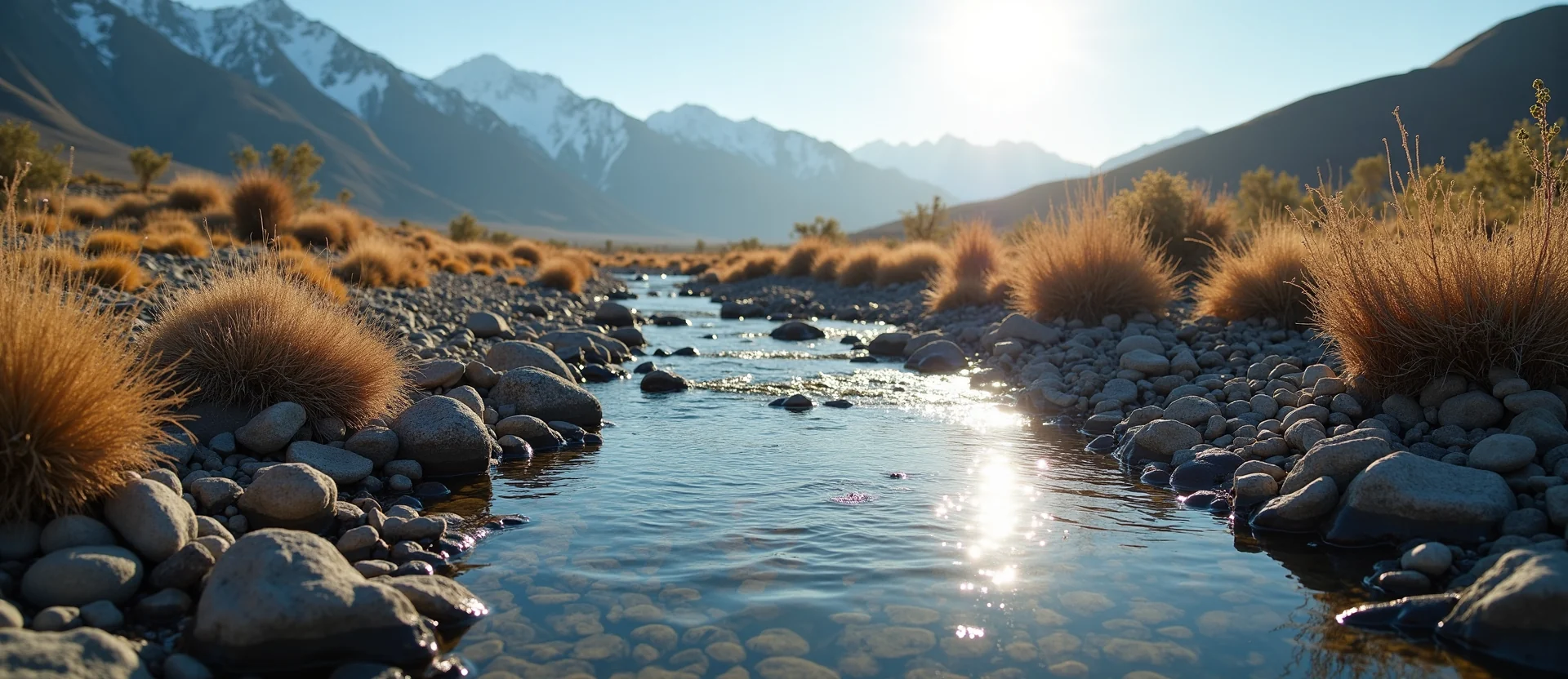Symbolizing Flow/Cleansing: A local Bitterbrush clear cold snowmelt stream. - AI Generated