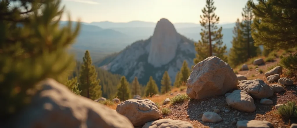 Symbolizing Stability/Peak: A local Desert Peach jagged granite peak. - AI Generated
