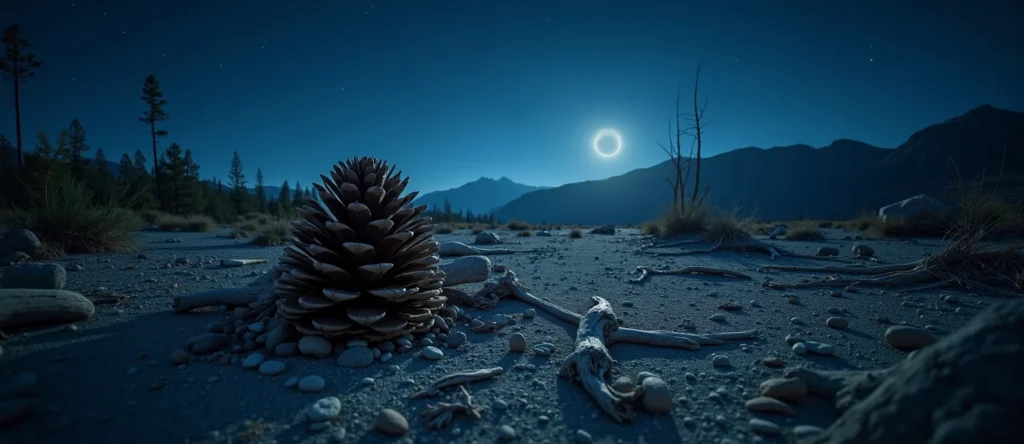Symbolizing Seed/New Beginning: A local Sierra Juniper opening pine cone. - AI Generated