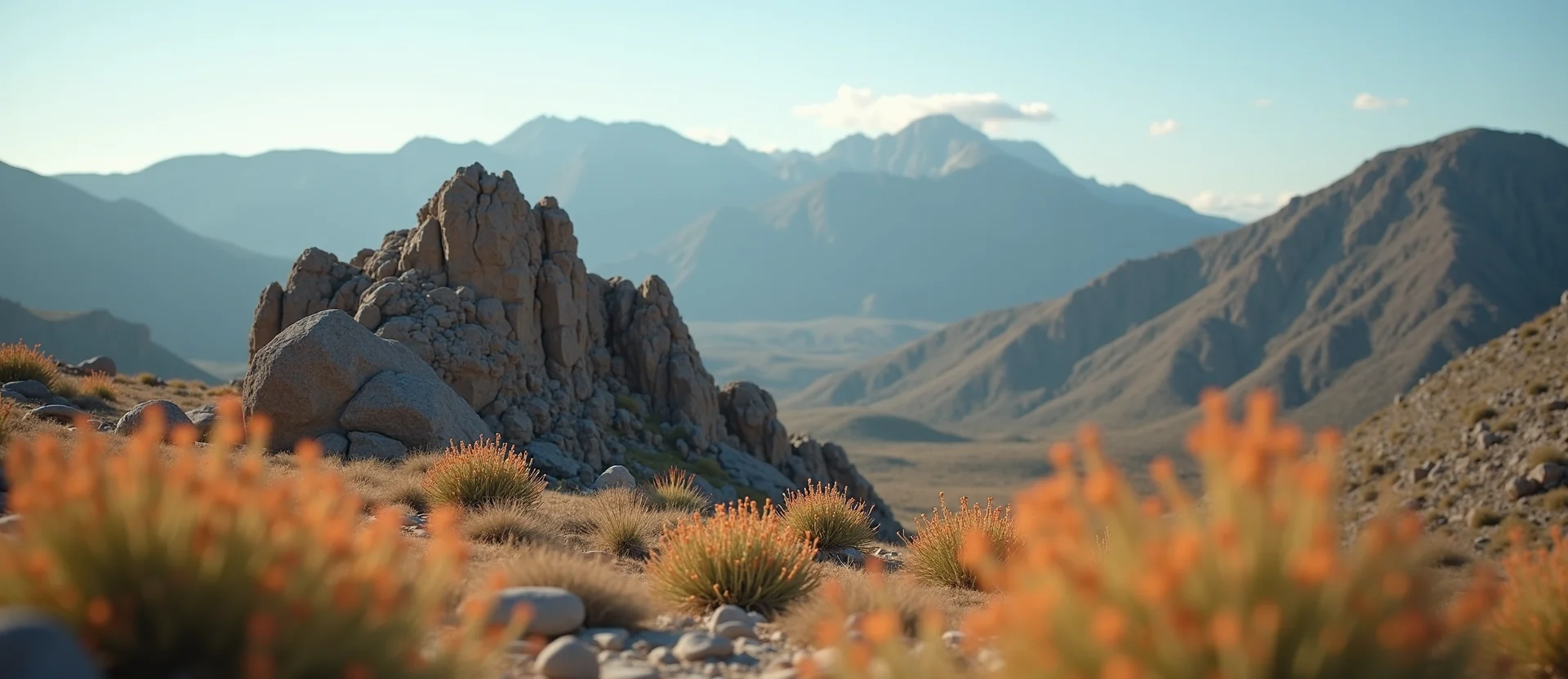 Symbolizing Stability/Peak: A local Indian Paintbrush jagged granite peak. - AI Generated