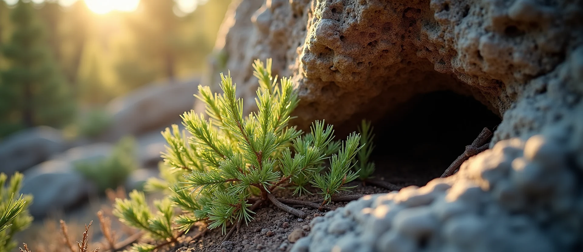 Symbolizing Growth/Resilience: A local Manzanita tree growing out of a rock cleft. - AI Generated