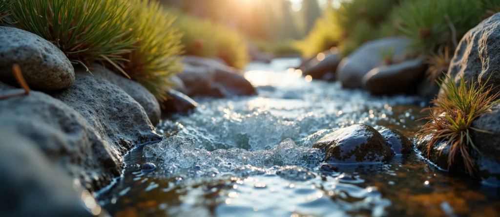 Symbolizing Flow/Cleansing: A local Rabbitbrush clear cold snowmelt stream. - AI Generated