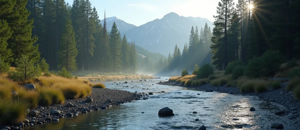 Symbolizing Flow/Cleansing: A local Ponderosa Pine babbling mountain creek. - AI Generated