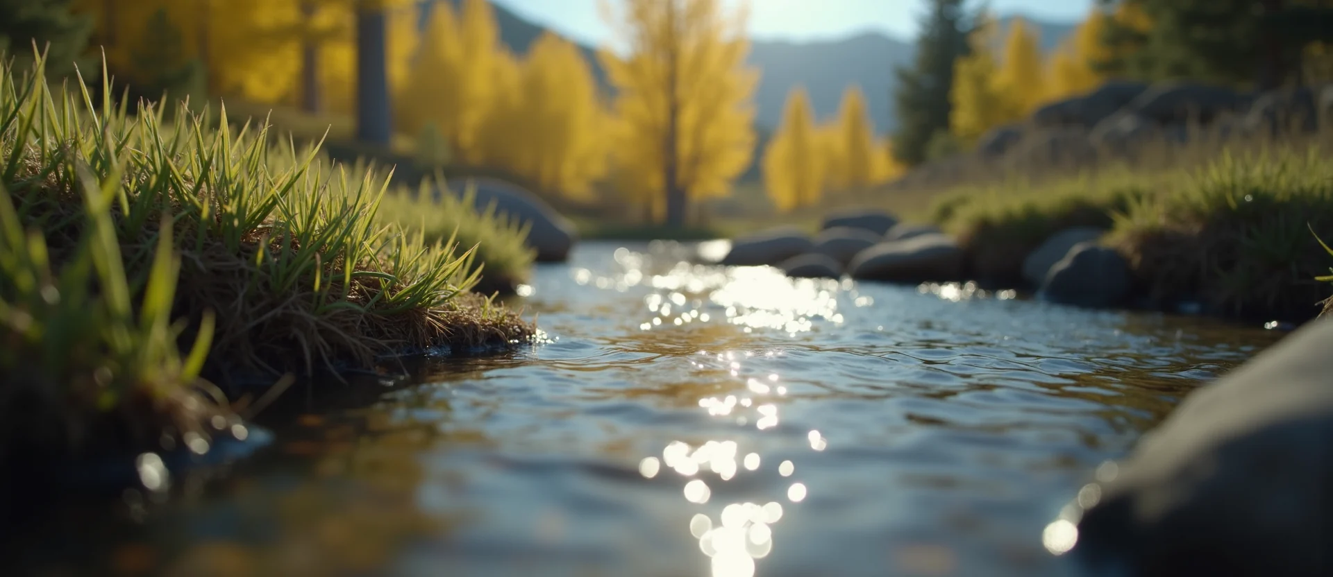 Symbolizing Flow/Cleansing: A local Desert Peach clear cold snowmelt stream. - AI Generated