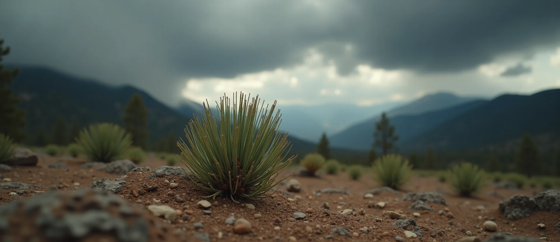 Symbolizing Seed/New Beginning: A local Desert Peach single pine seed on dry earth. - AI Generated