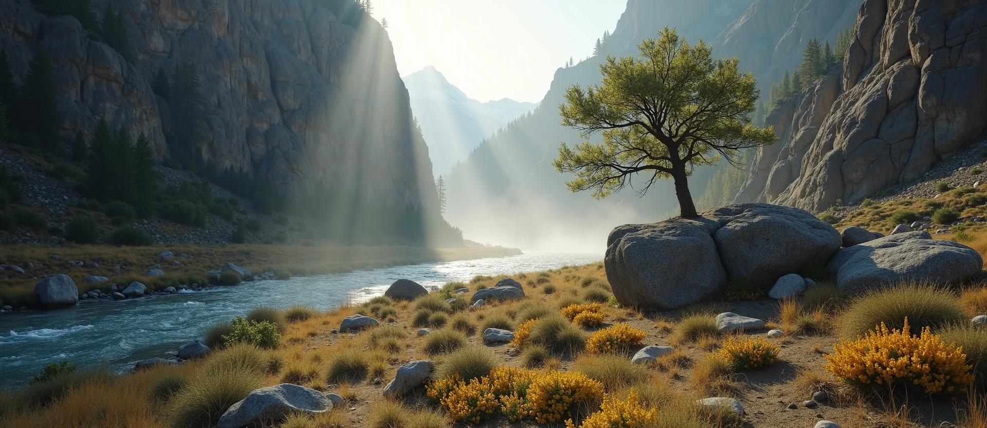 Symbolizing Growth/Resilience: A local Indian Paintbrush tree growing out of a rock cleft. - AI Generated