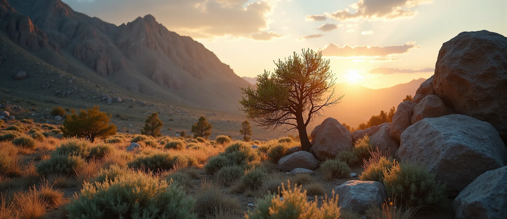 Symbolizing Growth/Resilience: A local Sagebrush (Artemisia tridentata) tree growing out of a rock cleft. - AI Generated