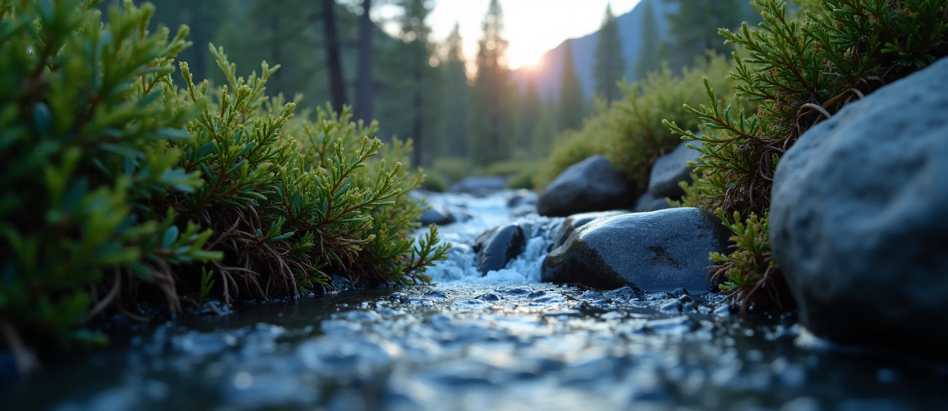 Symbolizing Flow/Cleansing: A local Sierra Juniper hidden small waterfall. - AI Generated
