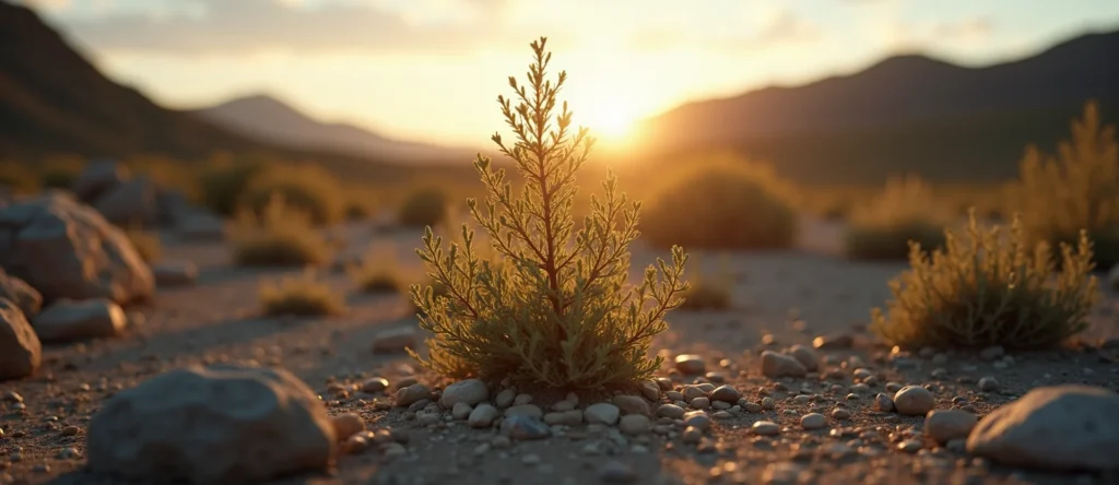 Symbolizing Growth/Resilience: A local Sagebrush (Artemisia tridentata) new branch reaching for the sky. - AI Generated