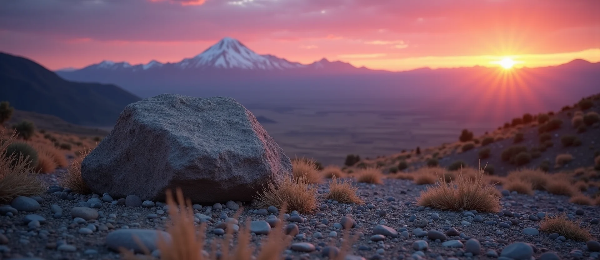 Symbolizing Stability/Peak: A local Desert Peach unshakable boulder. - AI Generated