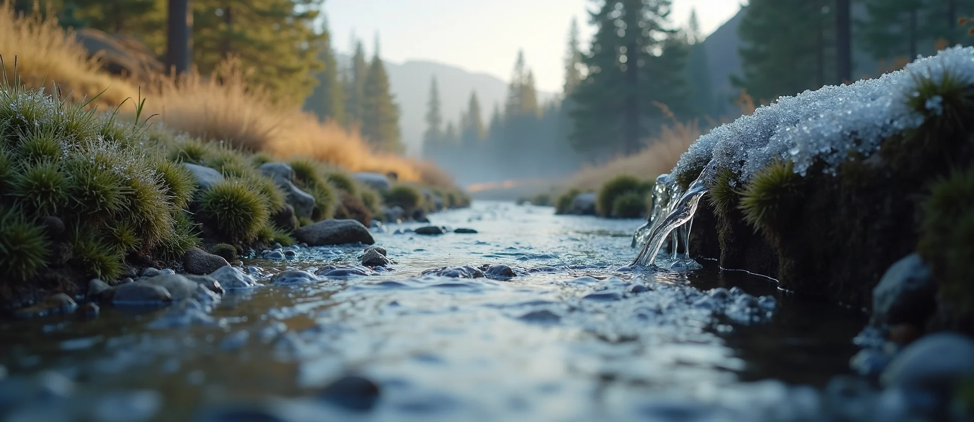 Symbolizing Flow/Cleansing: A local Rabbitbrush babbling mountain creek. - AI Generated