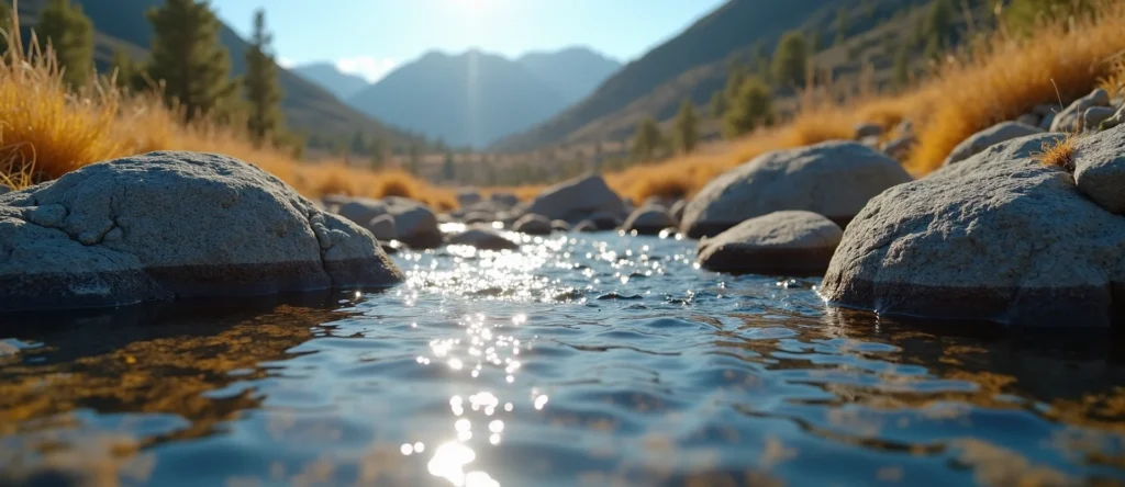 Symbolizing Flow/Cleansing: A local Bitterbrush clear cold snowmelt stream. - AI Generated
