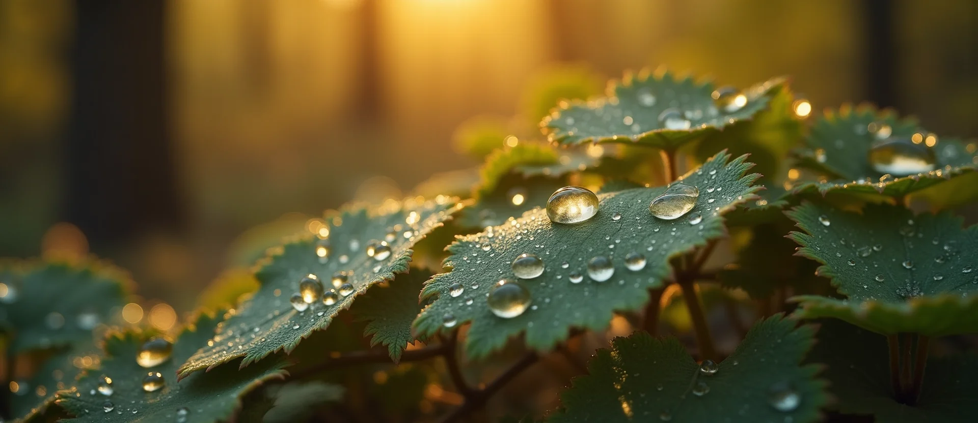 Symbolizing Flow/Cleansing: A local Quaking Aspen raindrops on desert leaves. - AI Generated