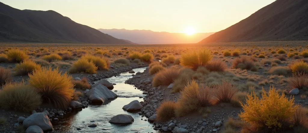 Symbolizing Flow/Cleansing: A local Rabbitbrush babbling mountain creek. - AI Generated