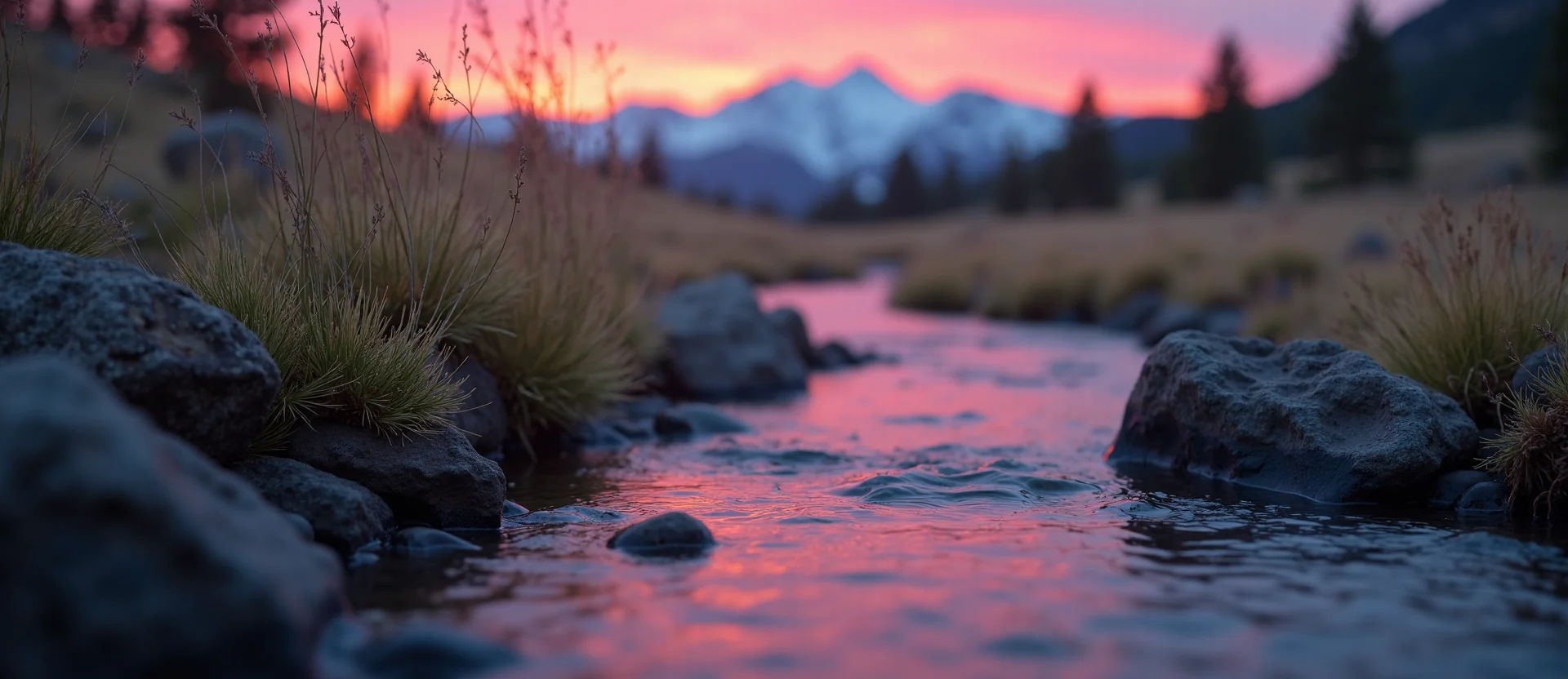 Symbolizing Flow/Cleansing: A local Rabbitbrush clear cold snowmelt stream. - AI Generated
