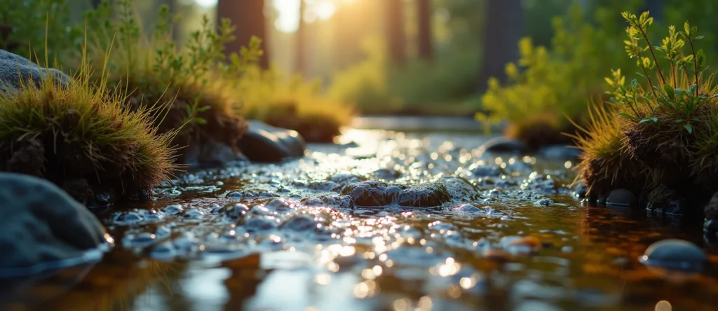 Symbolizing Flow/Cleansing: A local Bitterbrush clear cold snowmelt stream. - AI Generated
