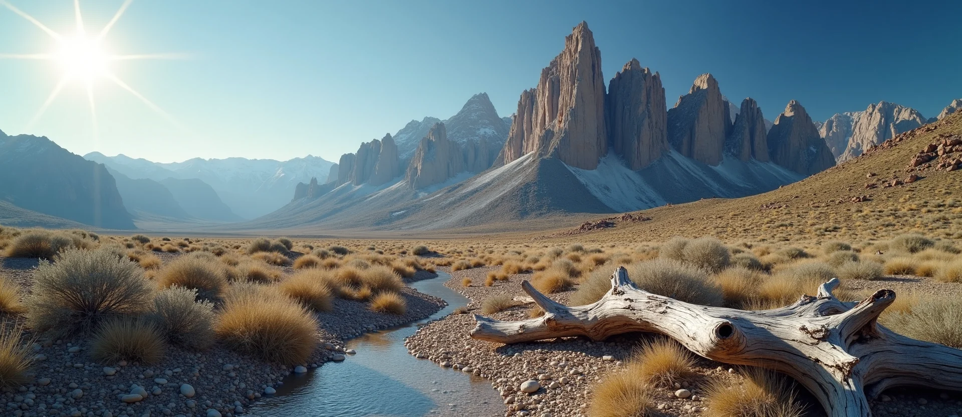 Symbolizing Stability/Peak: A local Bitterbrush jagged granite peak. - AI Generated