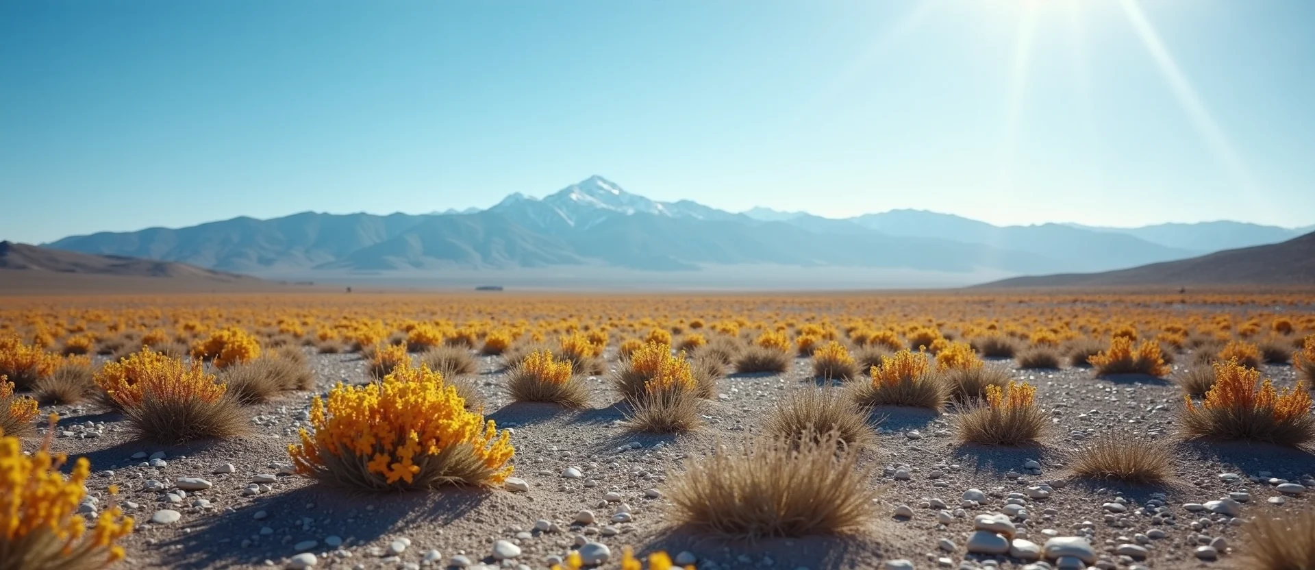 Symbolizing Stability/Peak: A local Indian Paintbrush distant Sierra horizon. - AI Generated