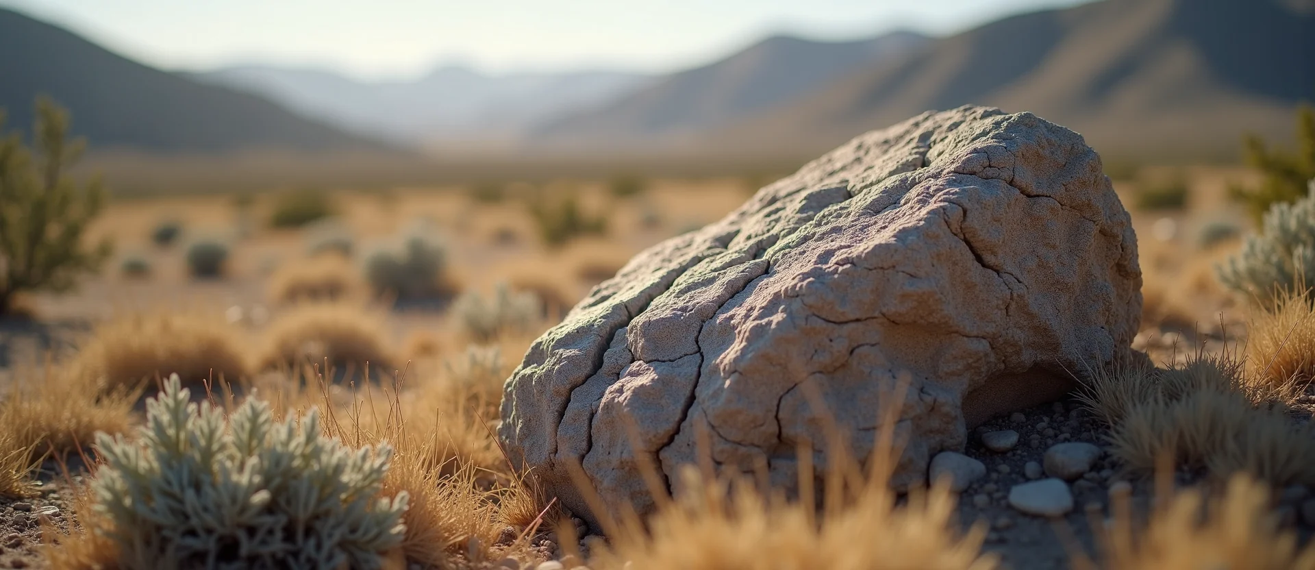 Symbolizing Stability/Peak: A local Rabbitbrush unshakable boulder. - AI Generated