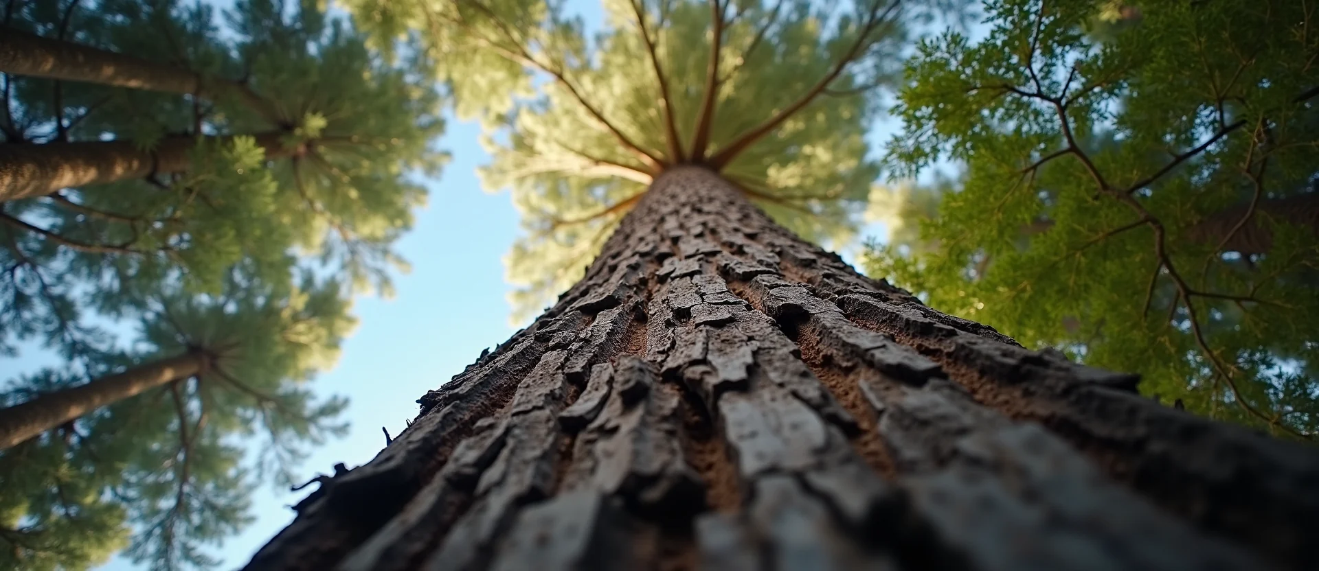 Symbolizing Growth/Resilience: A local Ponderosa Pine sturdy weathered tree trunk. - AI Generated