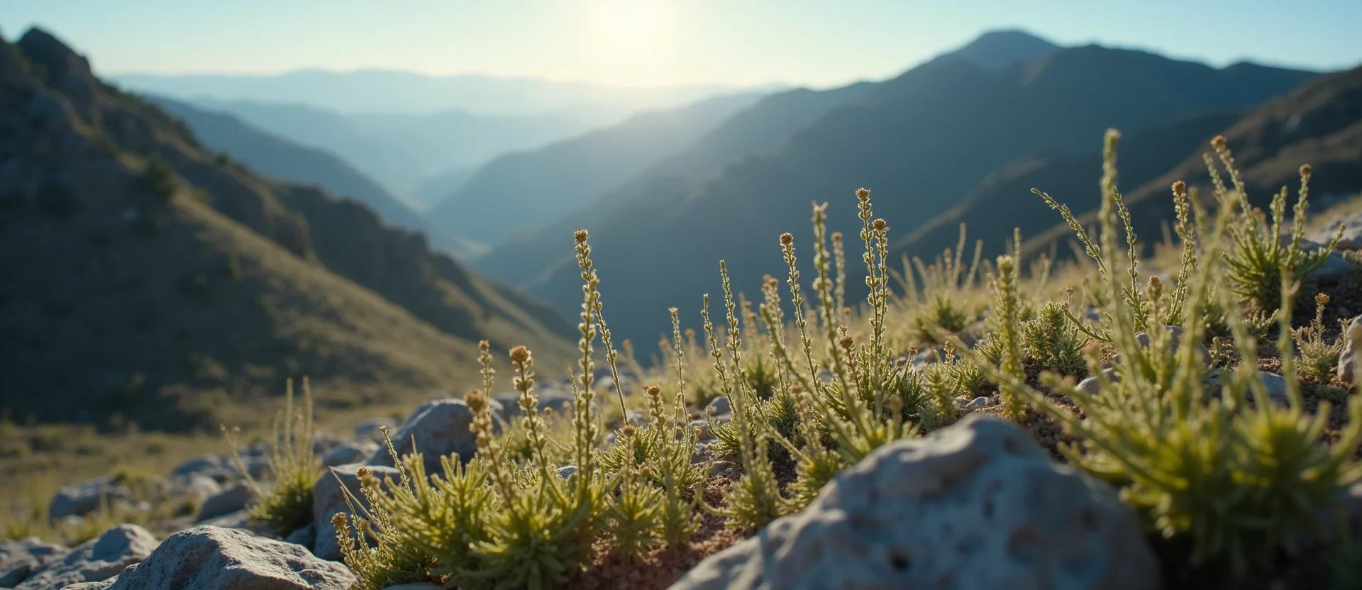 Symbolizing Stability/Peak: A local Indian Paintbrush solid mountain ridge. - AI Generated
