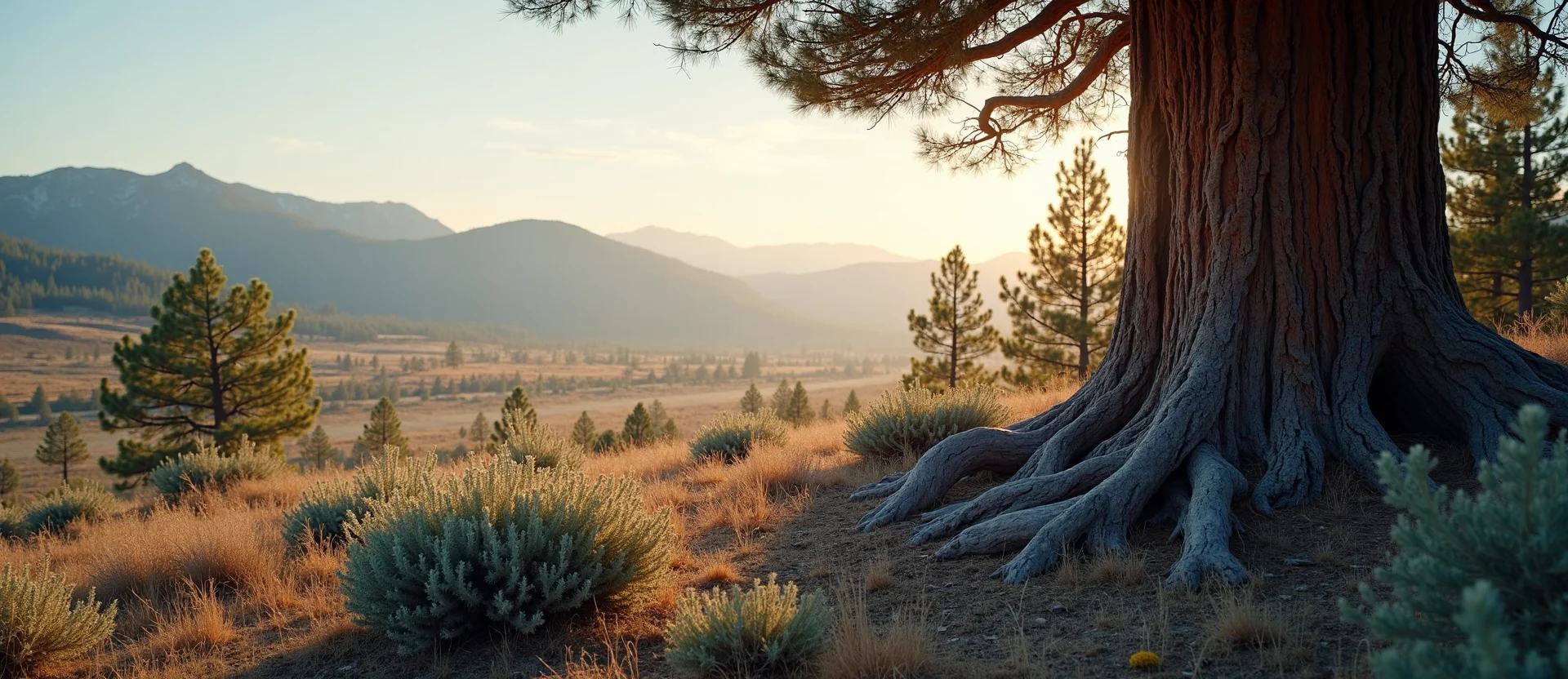 Symbolizing Growth/Resilience: A local Sagebrush (Artemisia tridentata) sturdy weathered tree trunk. - AI Generated