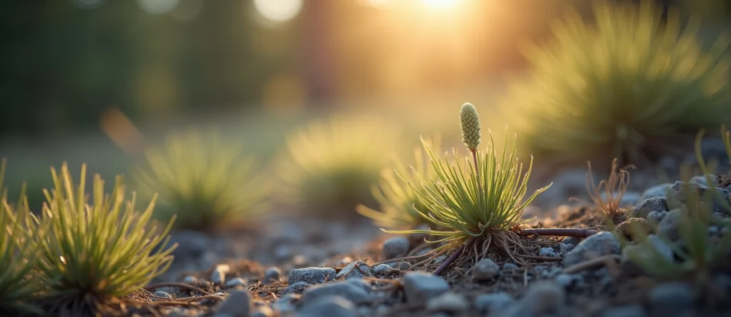 Symbolizing Seed/New Beginning: A local Mountain Mahogany sprouting sagebrush seedling. - AI Generated
