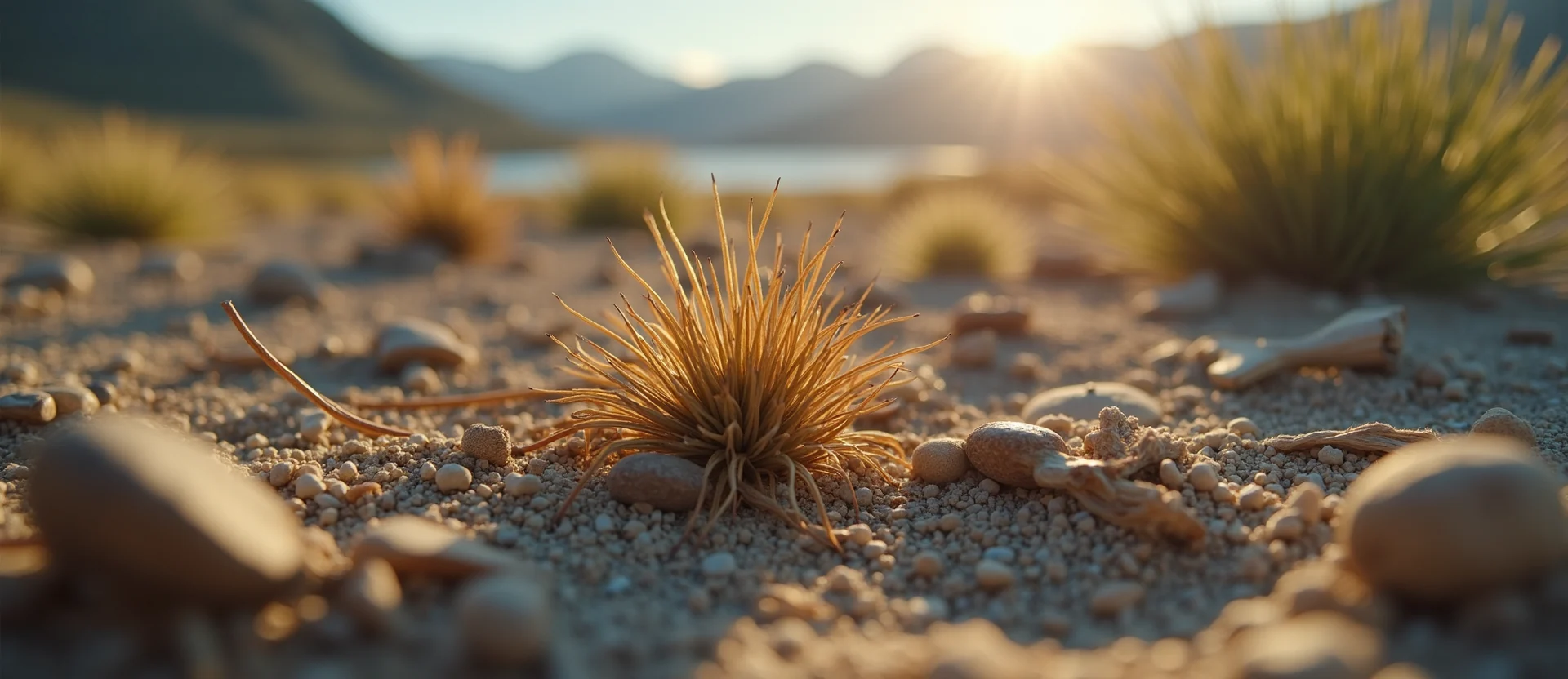 Symbolizing Seed/New Beginning: A local Indian Paintbrush single pine seed on dry earth. - AI Generated