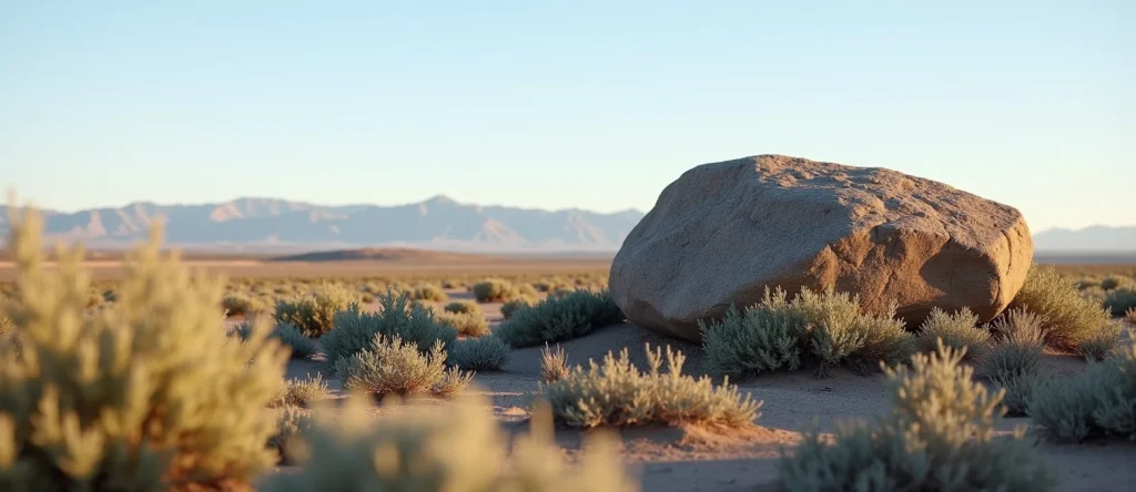 Symbolizing Stability/Peak: A local Sagebrush (Artemisia tridentata) unshakable boulder. - AI Generated