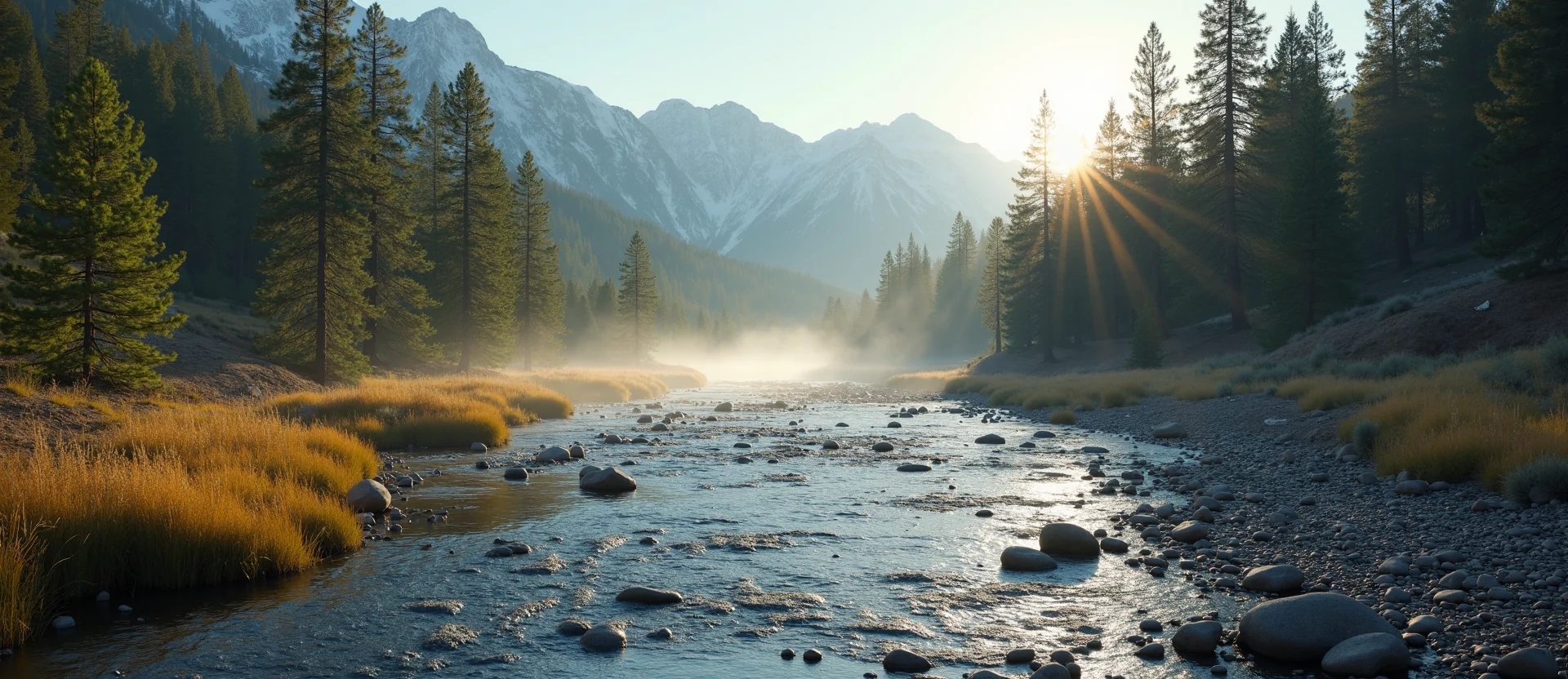 Symbolizing Flow/Cleansing: A local Sierra Juniper clear cold snowmelt stream. - AI Generated
