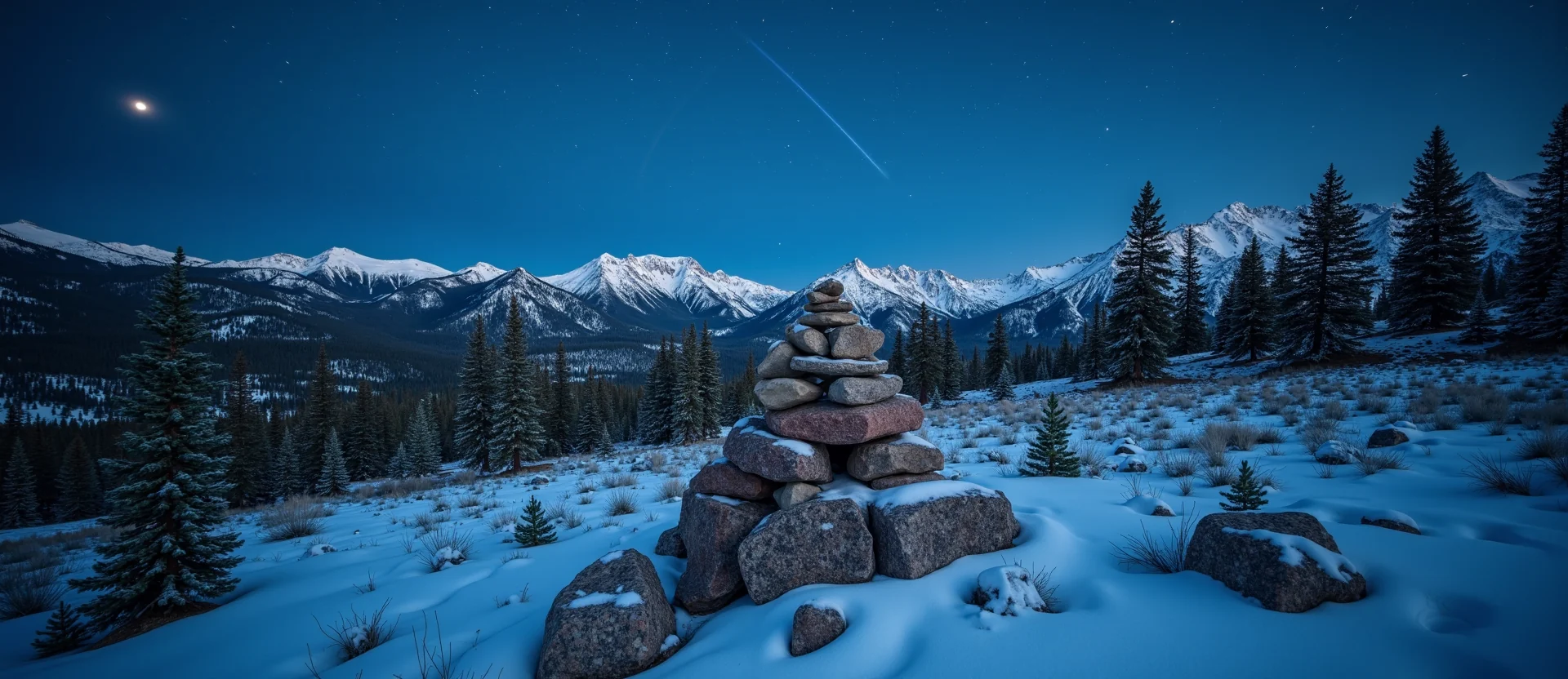 Symbolizing Stability/Peak: A local Ponderosa Pine ancient rock cairn. - AI Generated