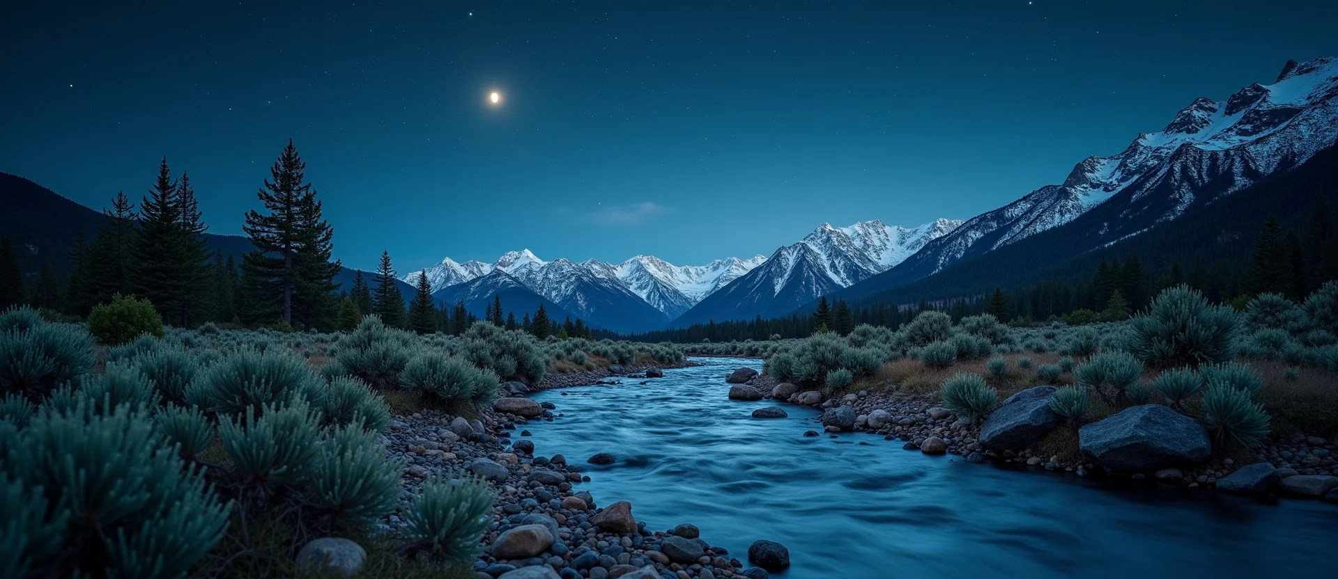 Symbolizing Flow/Cleansing: A local Bitterbrush clear cold snowmelt stream. - AI Generated