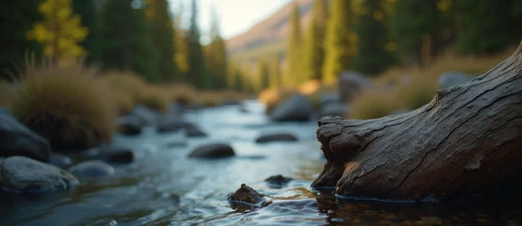 Symbolizing Flow/Cleansing: A local Mountain Mahogany clear cold snowmelt stream. - AI Generated