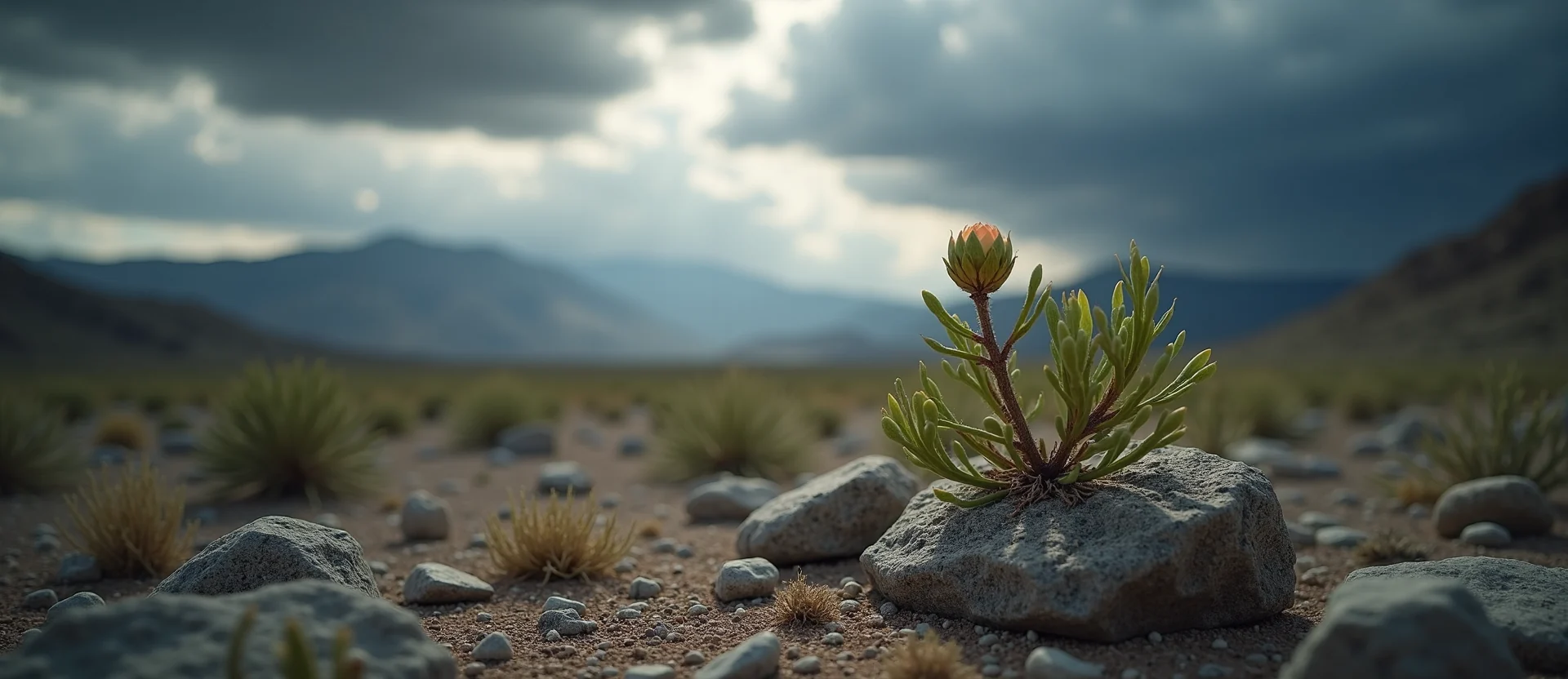 Symbolizing Seed/New Beginning: A local Desert Peach new green bud on a branch. - AI Generated