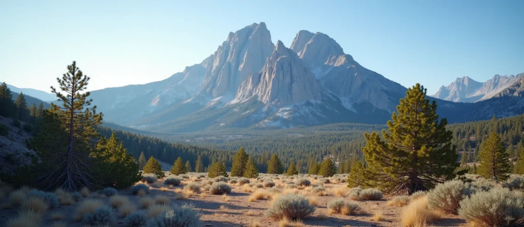 Symbolizing Stability/Peak: A local Sierra Juniper jagged granite peak. - AI Generated