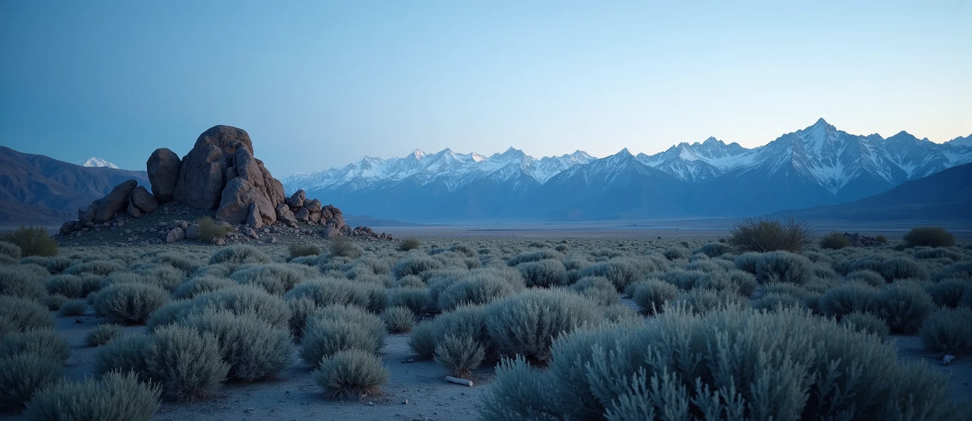 Symbolizing Identity/Local: A local Sagebrush (Artemisia tridentata) Sierra Nevada skyline. - AI Generated