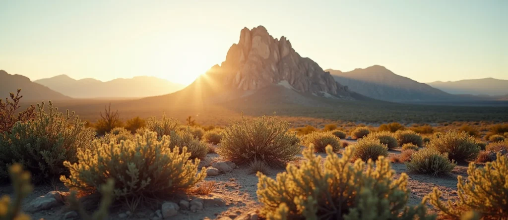 Symbolizing Stability/Peak: A local Rabbitbrush jagged granite peak. - AI Generated