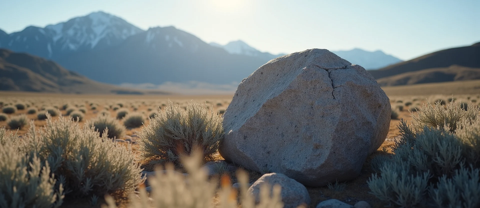 Symbolizing Stability/Peak: A local Bitterbrush unshakable boulder. - AI Generated