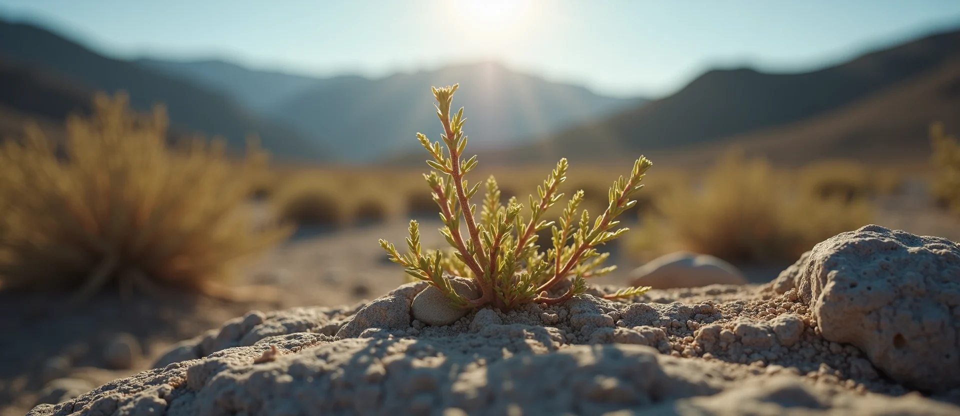 Symbolizing Growth/Resilience: A local Desert Peach new branch reaching for the sky. - AI Generated