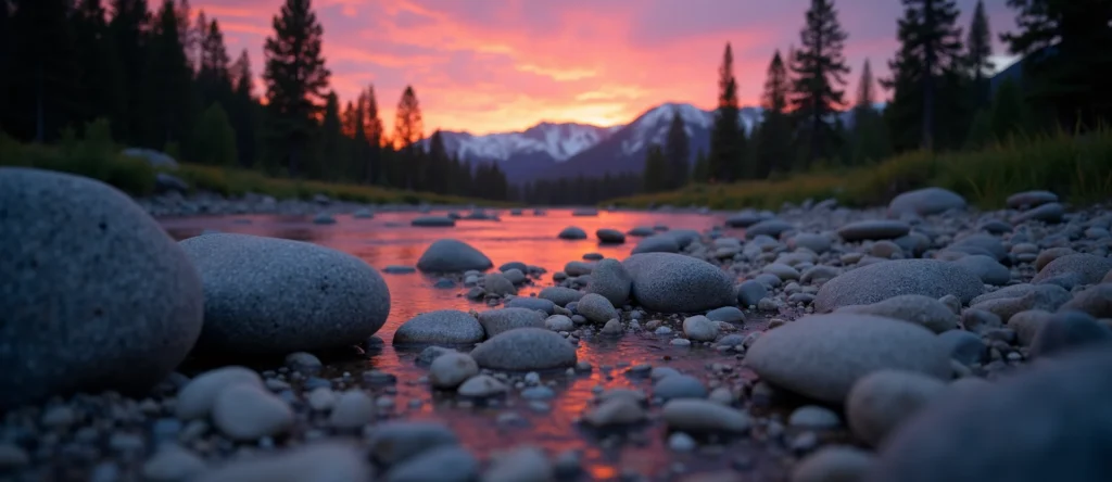 Symbolizing Flow/Cleansing: A local Quaking Aspen smooth Truckee river stones. - AI Generated