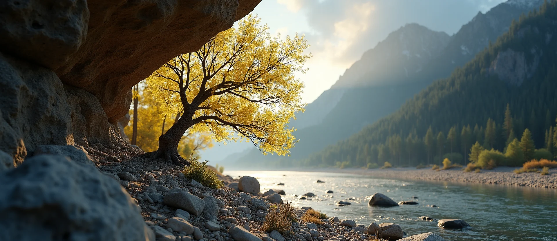 Symbolizing Growth/Resilience: A local Mountain Mahogany tree growing out of a rock cleft. - AI Generated